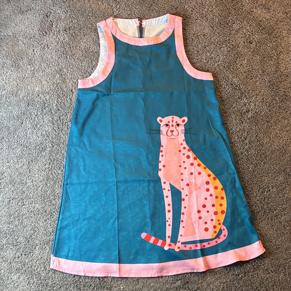 Women’s Teal Dress with Pink Cheetah Design